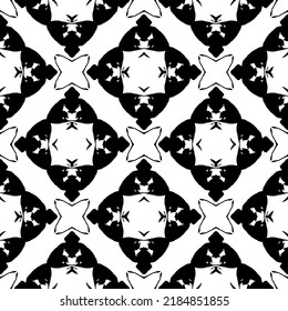 Black and white pattern. Two colors seamless batik style ready to print
