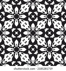 Black and white pattern. Two colors seamless batik style ready to print