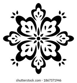 Black and white pattern. The vector illustration looks like a flower. Openwork napkin.
