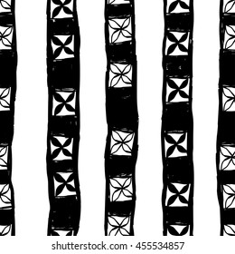 Black and white pattern vector. Ornamental ribbons on a white background