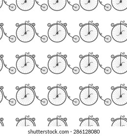 black and white pattern of vintage bicycles