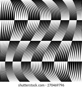 Black and white pattern with wavy distortion