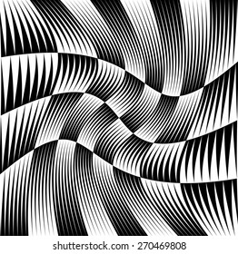 Black and white pattern with wavy distortion