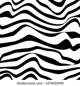 Black and white pattern wavy zebra lines