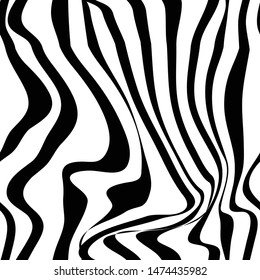 Black and white pattern wavy zebra lines