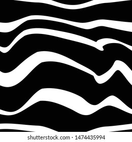 Black and white pattern wavy zebra lines