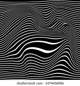 Black and white pattern wavy zebra lines