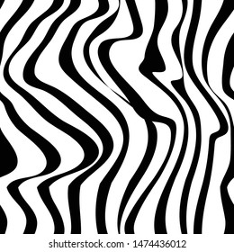 Black and white pattern wavy zebra lines