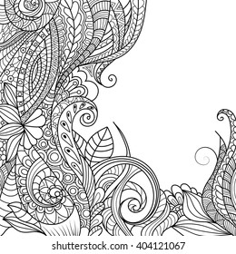 black and white pattern in a zentangle style, Hand-drawn design