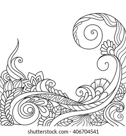 black and white pattern in a zentangle style, Hand-drawn design