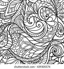 black and white pattern in a zentangle style, Hand-drawn design illustration