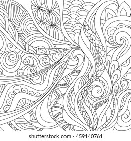 black and white pattern in a zentangle style, Hand-drawn design illustration