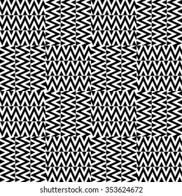 Black and white pattern of zigzags. Seamless pattern of geometric ripple 