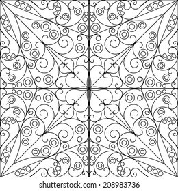 Black and white patterned background. Arabesque ornament