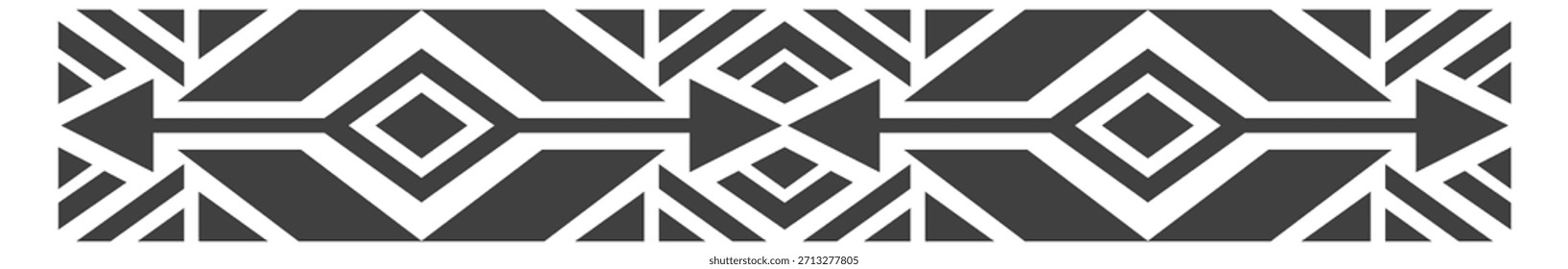 A black and white patterned design with white squares and triangles