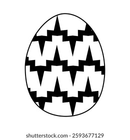 Black and white patterned egg with zigzag design ideal for spring celebrations