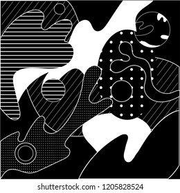  Black and white patterns. Abstract vector illustration for decoration cover, textile, backgraunds, posters