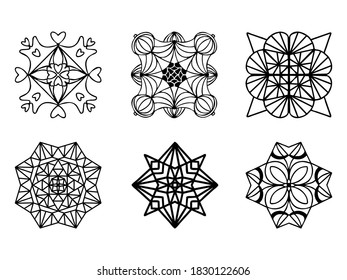 Schwarz-Weiß-Muster. Fliesen-Design. Farbseite. Einzeln auf weißem Hintergrund. Vektorgrafik. 