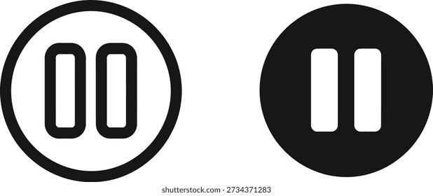 Black and white pause button icons for media control