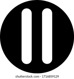 black & white Pause Button Vector Icon