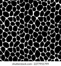 Black and white paving seamless pattern. vector illustration. Rounded ink blot or drops repeated texture. Pebble template wallpaper wallpaper. Doodle stones irregular shapes backdrop