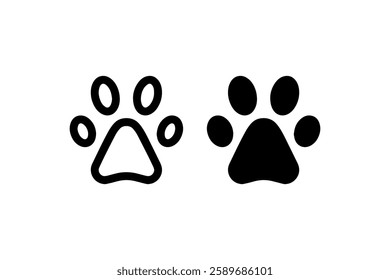Black and White Paw Print Icon Vector