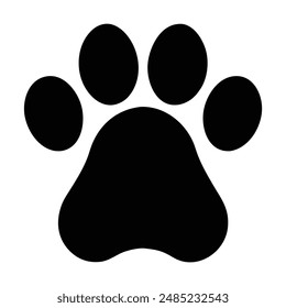 Black and white paw print illustration. Vector illustration