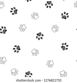 Black and white paw print repeated pattern