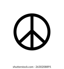 Black and white peace sign isolated on a clean white background for design and illustration