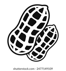 Black and White Peanuts icon, sticker, logo vector template