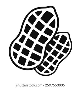 Black and White Peanuts icon, sticker, logo vector template