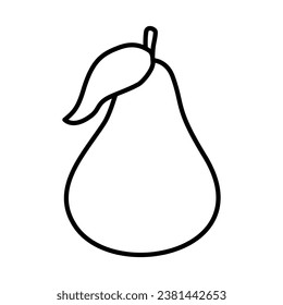 icono de pera negra y blanca, ilustración de vector plano con fruta aislada en fondo blanco