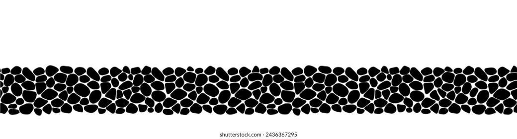 Black and white pebble seamless backdrop vector illustration. Repeated background. Paving, shingle beaches template wallpaper. print for interior design, beauty, wrapping paper. Doodle stones pattern.