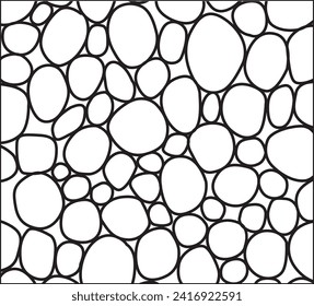 Black And White Pebble Stone Line Pattern Vector Illustration