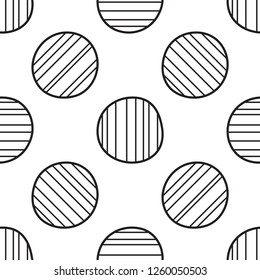 Black and white pebble stone texture. Modern graphic line motif. Seamless minimal vector illustration for interior, wallpaper, fabric, textile, phone case. Linear random geometric isolated design.