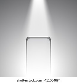 Black and white pedestal. Stand. Box. Tribune. Spotlight. Vector illustration.