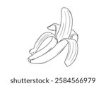 black and white peeled banana vector