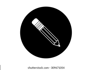 Black and white pencil icon on white background  