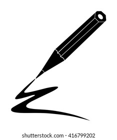 Black - white pencil on a white background. Vector illustration.
