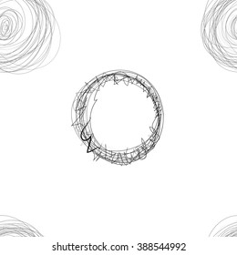 Black and White Pencil Scribble Circles Seamless Pattern. Abstract  Background.