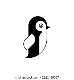 black and white penguin bird icon vector illustration on white background