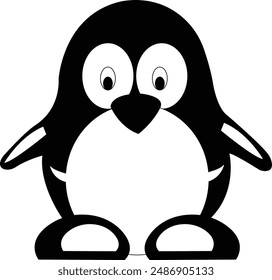 Black and White Penguin Flat Character Shape Illustration design