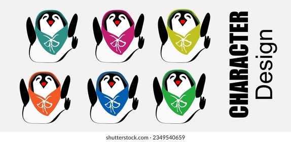 Black White Penguin Surface Pattern design background. Playful Animal illustration. Wildlife, Graphic Penguin Arrangement, Penguin Theme Decor for Children's Clothing, textile Design, Gift Wrap, 