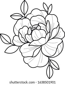 black and white peony flower decorative element tattoo