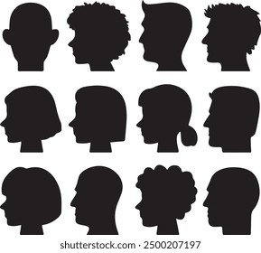 Black and white people silhouette design  