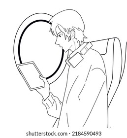 Black and white people travel by plane. Seats and porthole, joy and relaxation. Vector illustration.