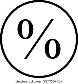 Black White Percent Icon Vector EPS 10