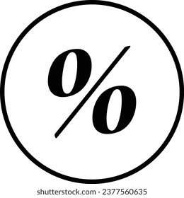 Black White Percent Icon Vector EPS 10