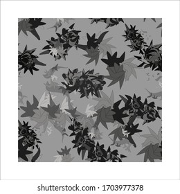 black and white perennial endless floral pattern