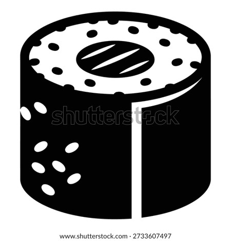 Black and white perforated cylindrical dice with oval indentations and symbol monochrome game